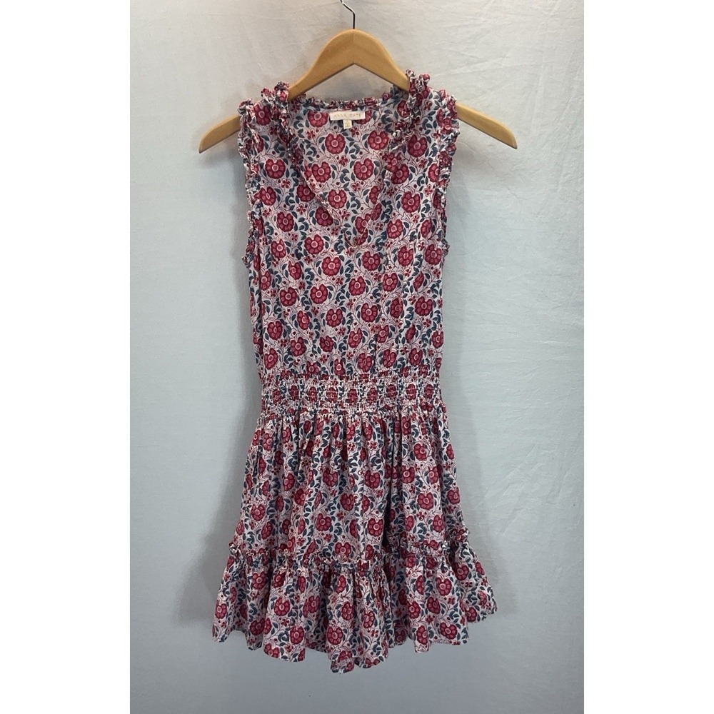 Anna Cate Floral Mini Dress Womens S Smocked Ruffle VNeck Cotton Summer Spring